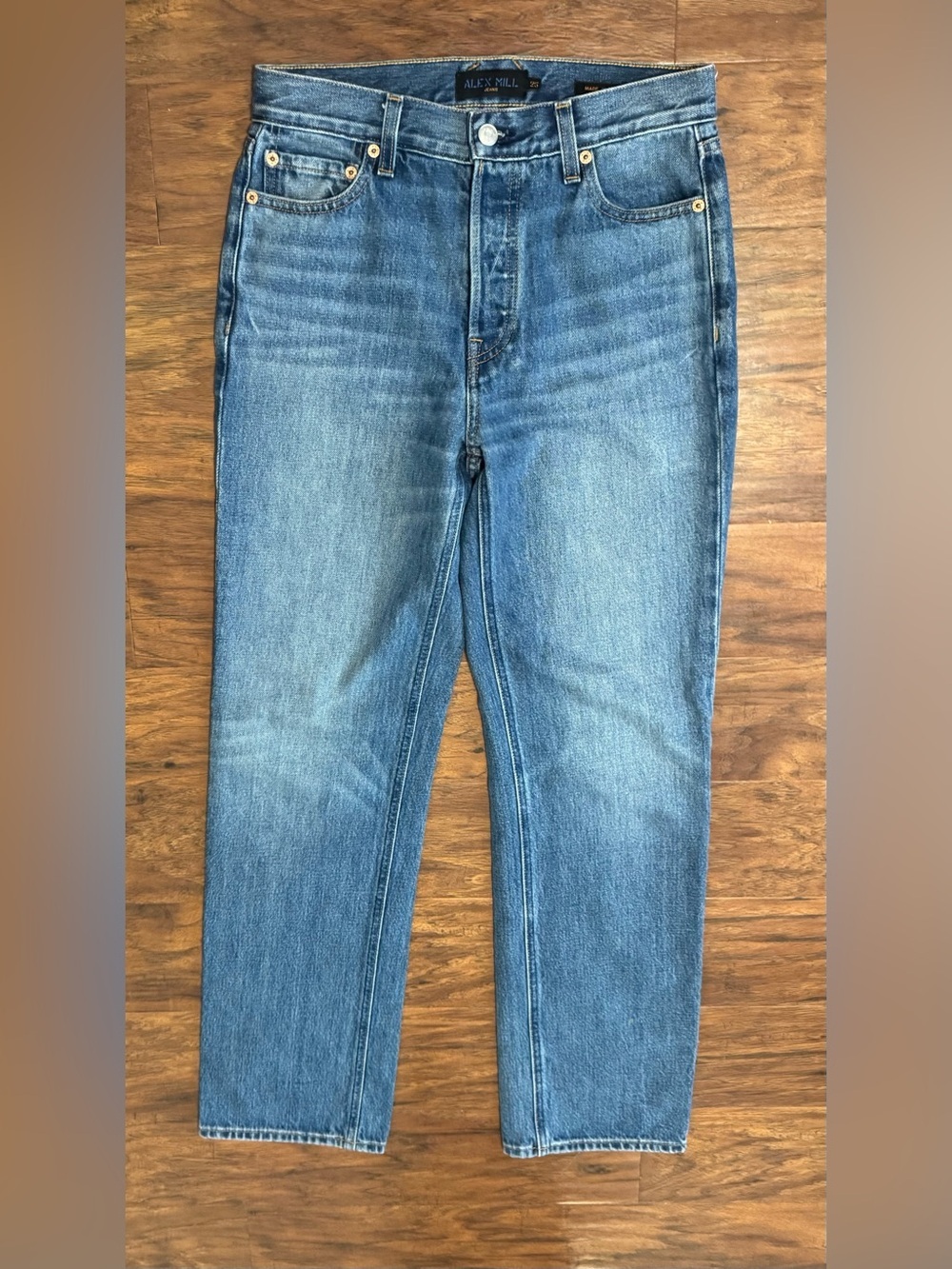 Alex Mill Straight Leg Denim Jeans High Rise Button Fly Cotton Quiet Luxury 25